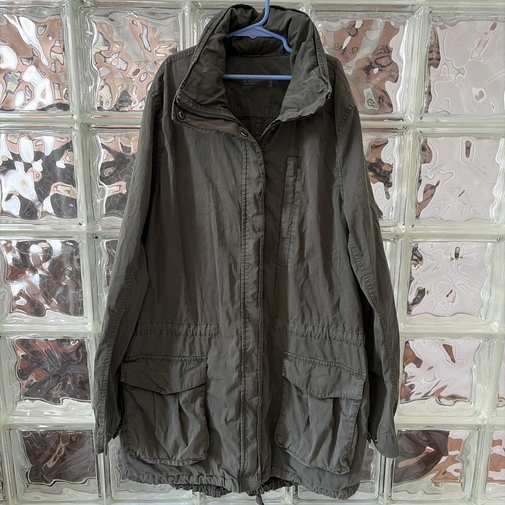 James Perse Women's 3 Green Yosemite Hooded Parka Utility Jacket Large